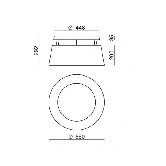Oxygen lampada soffitto misure: diam. mm 448 x h. 200/292