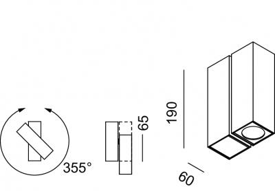 Bicubo soffitto misure cm.19xcm.6xcm.6