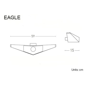 Eagle lampada da parete, misure: cm.60 x cm.15 x cm.6