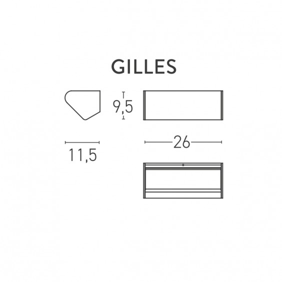 Gilles M di Lumencenter misure: cm. 26 x cm. 9.5 x p. cm. 11.5