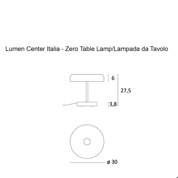 Zero 02 tavolo di Lumen Center misure: d. cm. 30 x h. cm. 27.5