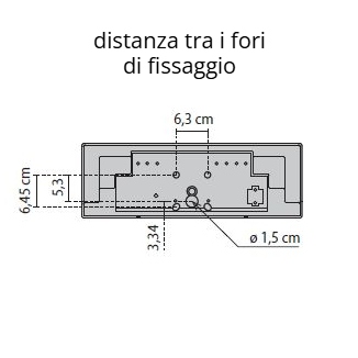 nell'immagine sono indicate le distanze tra i fori di fissaggio