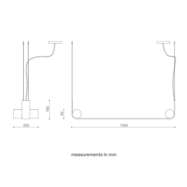 Nastro lampada a sospensione di Tooy misure:  L. 105 cm /W. 25 cm /H. 19 cm